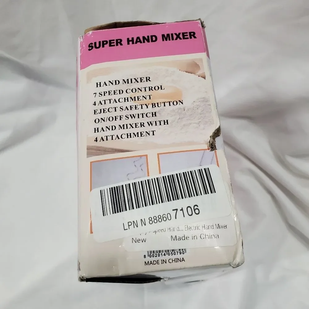 7 Speeds Super Hand Mixer Electric Egg Beater Handheld Blender White